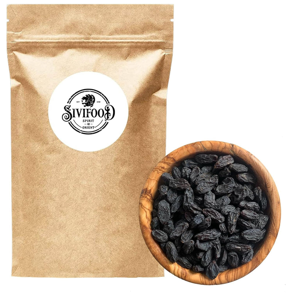 SIVIFOOD raisins secs noirs jumbo 300g - qualité supérieure grands et délicieux raisins secs noirs naturellement séchés, raisins fruités sucrés, non sulfurés, non sucrés, sans huile, sans additifs Kishmish Produits déshydratés Naty Shop 300G