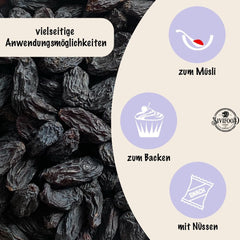 SIVIFOOD raisins secs noirs jumbo 300g - gros et délicieux raisins secs noirs de qualité supérieure, raisins fruités sucrés naturellement séchés, non sulfurés, non sucrés, sans huile, sans additifs Kishmish, produits déshydratés Naty Shop