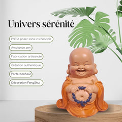 Statue Bouddha rieur avec chapelet - Figurine inspirante et joyeuse - Talisman porte-bonheur plein de positivité - Idée cadeau mignonne et spirituelle - -H 10 cm - Zen'Light Statues et sculptures Naty Shop