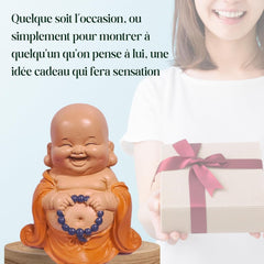 Statue Bouddha rieur avec chapelet - Figurine inspirante et joyeuse - Talisman porte-bonheur plein de positivité - Idée cadeau mignonne et spirituelle - -H 10 cm - Zen'Light Statues et sculptures Naty Shop