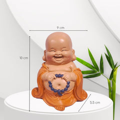 Statue Bouddha rieur avec chapelet - Figurine inspirante et joyeuse - Talisman porte-bonheur plein de positivité - Idée cadeau mignonne et spirituelle - -H 10 cm - Zen'Light Statues et sculptures Naty Shop