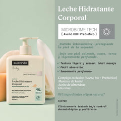 Suavinex, Syndet shampoing bébé peau et cheveux, sans savon, 750 ml + lotion corporelle hydratante, 750 ml, adapté aux peaux sensibles et aux nouveau-nés, avec 90% à 93% d'ingrédients naturels. Enfants - Bains et soins Naty Shop