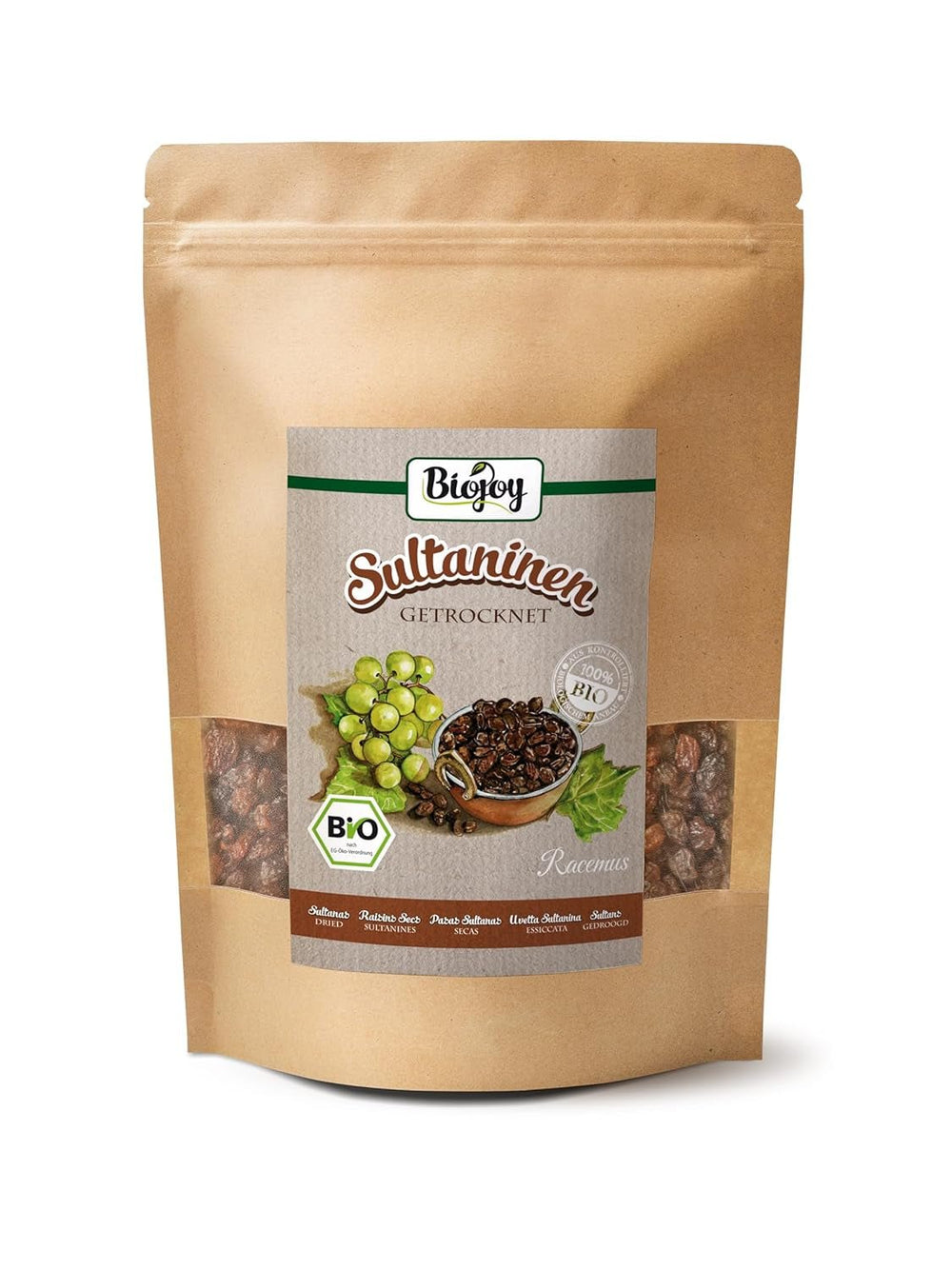 Biojoy raisins secs bio (500 g), séchés et non sulfurés Naty Shop produits déshydratés 500 G