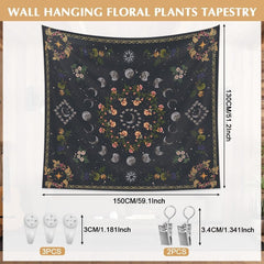 Tapiserie 130 130mx150m moon phases panza flori Casa - Accesorii si Decoratiuni Naty Shop
