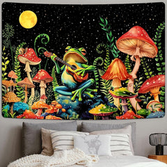 Tapisserie alishomtll grenouille champignon lune étoiles colorées Maison - Accessoires et Décorations Naty Shop