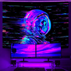 Tapisserie alishomtll crâne fluorescent astronaute lumière noire Maison - Accessoires et Décorations Naty Shop