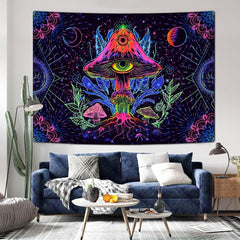 Tapisserie alishomtll champignon fluorescent lumière noire mandala Accueil - Accessoires et Décorations Naty Shop