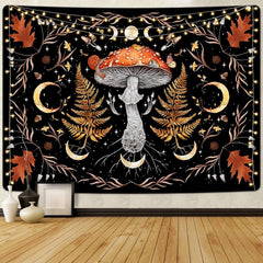 Tapisserie alishomtll vintage champignon lune feuille d'érable botanique Maison - Accessoires et Décorations Naty Shop Multi 150L X 130B Cm