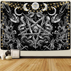 Tapisserie alishomtll witchy serpent esthétique gothique pentagramme mur Maison - Accessoires et Décorations Naty Shop Pentagram 210L X 150B Cm