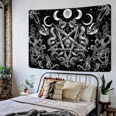 Tapisserie alishomtll witchy serpent esthétique gothique pentagramme mural Maison - Accessoires et Décorations Naty Shop