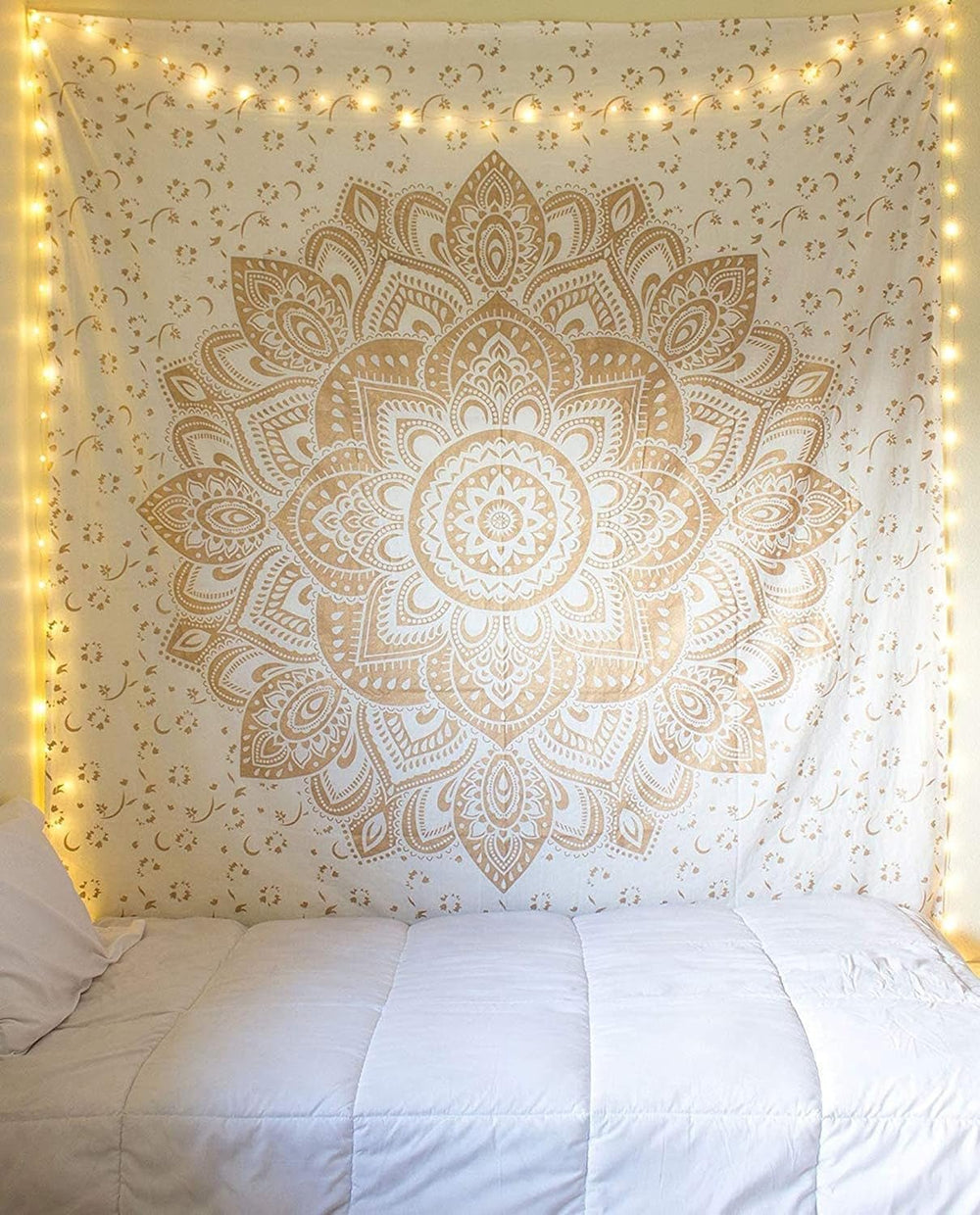 Tapisserie métallisée dorée Jeté de plage mandala en coton indien Accueil - Accessoires et Décorations Naty Shop Default Title