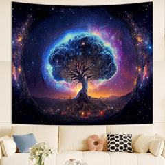 Tapisserie arbre lumière noire esthétique spatiale Maison - Accessoires et Décorations Naty Shop
