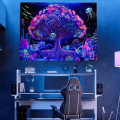 Tapisserie arbre de vie mandala fluo Accueil - Accessoires et Décorations Naty Shop