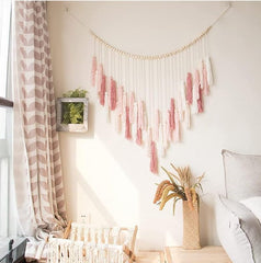 Tapisserie déco suspendue tissée pastorale en perles de bois Maison - Accessoires et Décorations Naty Shop