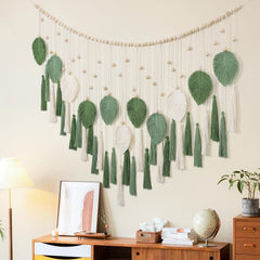 Tapisserie Dremisland grandes feuilles beige vert pompons Accueil - Accessoires et Décoration Naty Shop