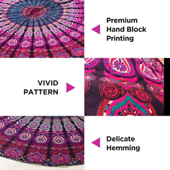 Serviette de plage tapisserie Inde ronde mandala hippie violet Accueil - Accessoires et Décoration Naty Shop