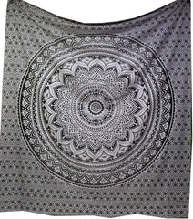 Tapisserie indienne mandala psychédélique noir blanc India Accueil - Accessoires et Décorations Naty Shop Default Title