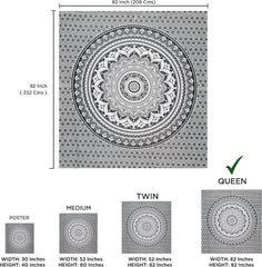 Tapisserie indienne mandala psychédélique noir blanc India Accueil - Accessoires et Décorations Naty Shop