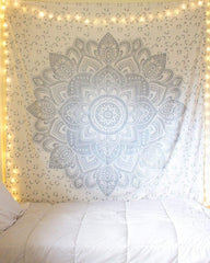 Tapisserie indienne mandala argent blanc chambre toile esthétique Accueil - Accessoires et Décorations Naty Shop Default Title