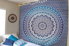 Tapisserie indienne mandala bleu décoration de chambre esthétique Maison - Accessoires et Décorations Naty Shop