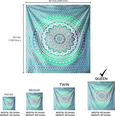 Tapisserie indienne mandala vert décoration esthétique Décoration d'intérieur - Accessoires et Décorations Naty Shop