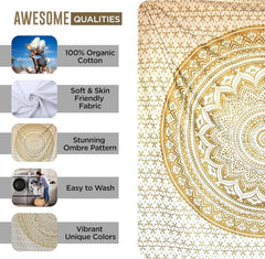 Tapisserie Mandala décoration de chambre esthétique toile blanche dorée Maison - Accessoires et Décorations Naty Shop