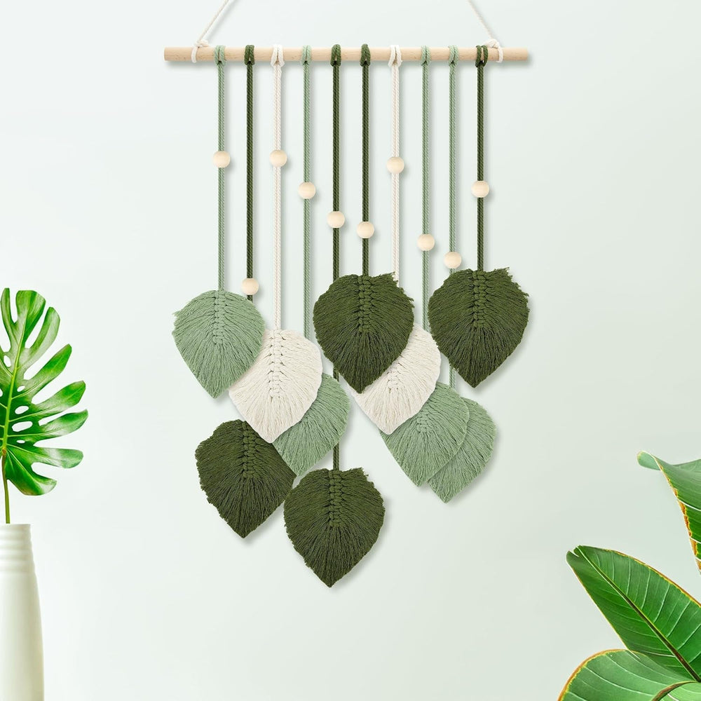 Tapisserie perles en bois feuilles vertes crochet Accueil - Accessoires et Décorations Naty Shop Default Title