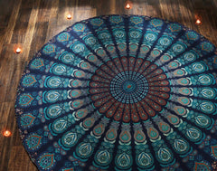 Tapisserie ronde paon mandala centimètres roundie hippie devant Accueil - Accessoires et Décorations Naty Shop