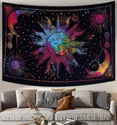 Tapiserie sun moon star spiritual asthetic rainbow bumbac Casa - Accesorii si Decoratiuni Naty Shop Curcubeu 210L X 140B Cm