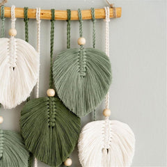 Tapisserie tapisserie perles en bois feuilles vertes fait main Accueil - Accessoires et Décorations Naty Shop