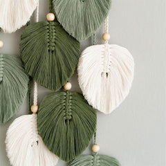 Tapisserie tapisserie perles en bois feuilles vertes fait main Accueil - Accessoires et Décorations Naty Shop