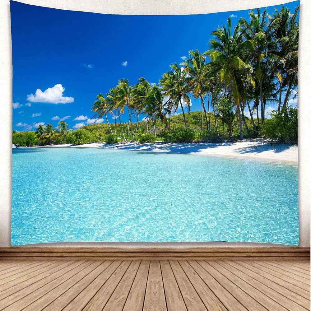 Tapisserie yisure plage paysage tropical Maison - Accessoires et Décorations Naty Shop Bleu 150L X 200B Cm