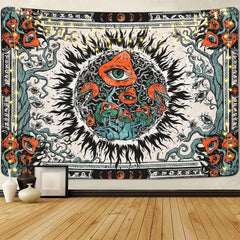 Tapisserie yrendenge champignons coup de soleil toile yeux hippie Maison - Accessoires et Décorations Naty Shop Multi 150X130Cm