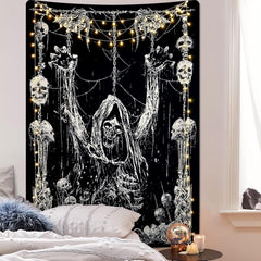 Tapiserie yrendenge craniu uman negru alb Casa - Accesorii si Decoratiuni Naty Shop