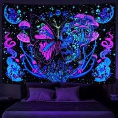 Tapisserie yrendenge tapisserie papillons fluorescents Accueil - Accessoires et Décorations Naty Shop Multi 210L X 150B Cm
