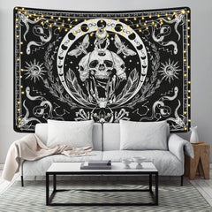Tapisserie yugarlibi squelette noir serpent papillon toile esthétique Maison - Accessoires et Décorations Naty Shop