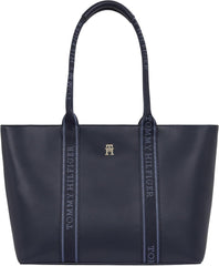 Tommy Hilfiger Th Logotape Tote Aw0aw17198 Sac fourre-tout Femme Sacs Naty Shop Bleu (Space Blue)