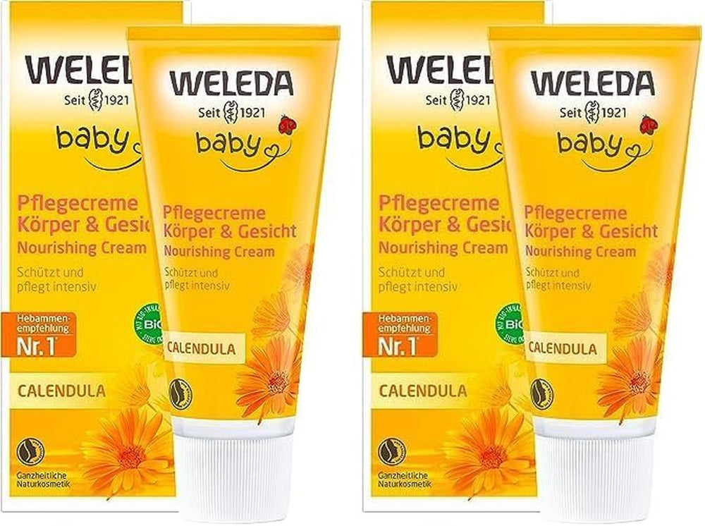 WELEDA Crème de Soin Bébé Calendula Bio Corps & Visage 75 ml - Crème visage / crème pour la peau pour cosmétiques naturels à l'huile de sésame et à la lanoline pour le soin des peaux sèches. Crème de soin hydratante pour bébés et enfants Enfants - Bain et Soin Naty Shop Default title