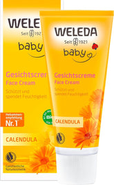 WELEDA Crème Visage Bio Bébé Calendula - Hydratant cosmétique naturel à l'huile d'amande et à la cire d'abeille pour les soins de la peau sèche. Crème de soin visage naturelle pour bébés et enfants (1x 50 ml) Enfants - Bains et soins Naty Shop Crème visage 50 Ml (1 pack)