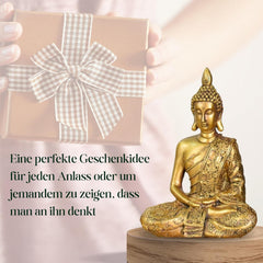 Zen'Light - Statuette tête de Bouddha Sanci - Décoration pour le zen, la méditation et le feng shui - Cadeau pour une ambiance relaxante et spirituelle - Statue de Bouddha - Hauteur : 18 cm - Couleur : or Statuettes et sculptures Naty Shop