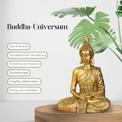 Zen'Light - Statuette tête de Bouddha Sanci - Décoration pour le zen, la méditation et le feng shui - Cadeau pour une ambiance relaxante et spirituelle - Statue de Bouddha - Hauteur : 18 cm - Couleur : or Statuettes et sculptures Naty Shop