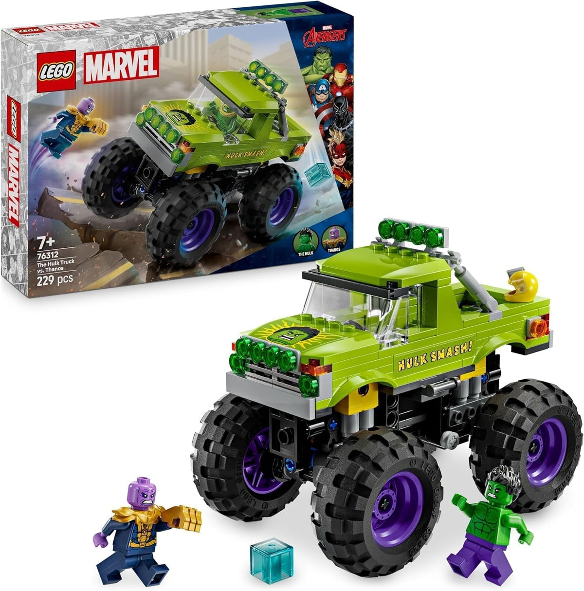 LEGO Ç€ Marvel Hulk Truck Vs. Thanos - Jouet de construction de super-héros - Véhicule et figurines Avengers - Monster Truck pour Mega Fun - Cadeau pour garçons et filles de 7 ans - 76312 Ensembles de construction Besuche den LEGO-Store Default Title