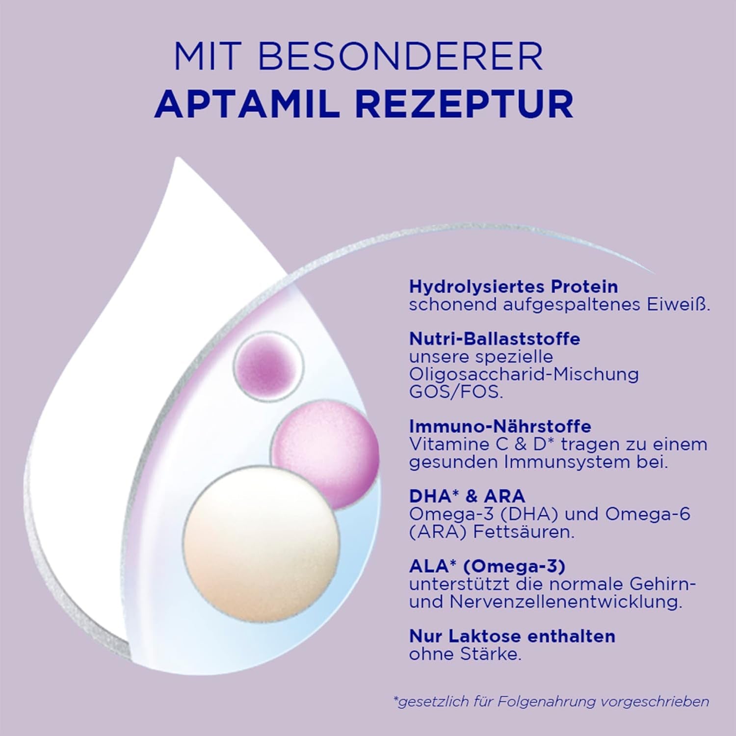 Aptamil HA 2 – Formule de suite après 6 mois, avec Oméga 3 et 6, DHA, ARA et ALA, Sans lactose, Sans huile de palme, Aliment pour bébé, Lait en poudre, 1 x 800 g (Pack de 4)