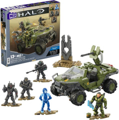 MEGA Halo Flotteneinsatzkommando Warthog - mit authentischen Details und aktivem Federungssystem, inklusive 5 beweglicher Sammelfiguren, 469 Bausteine und Teile, ab 13 Jahren, HNC57