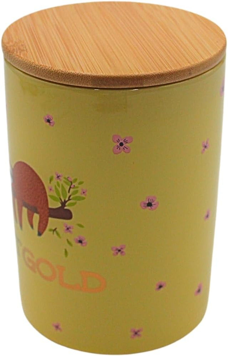 Dekohelden24 Boîte de rangement élégante en céramique/café/aliments frais/biscuit Hüftgold. La raison : paresseux. Dimensions : H/Ø 15,6 x 11 cm. Boîtes de conservation des aliments Naty Shop