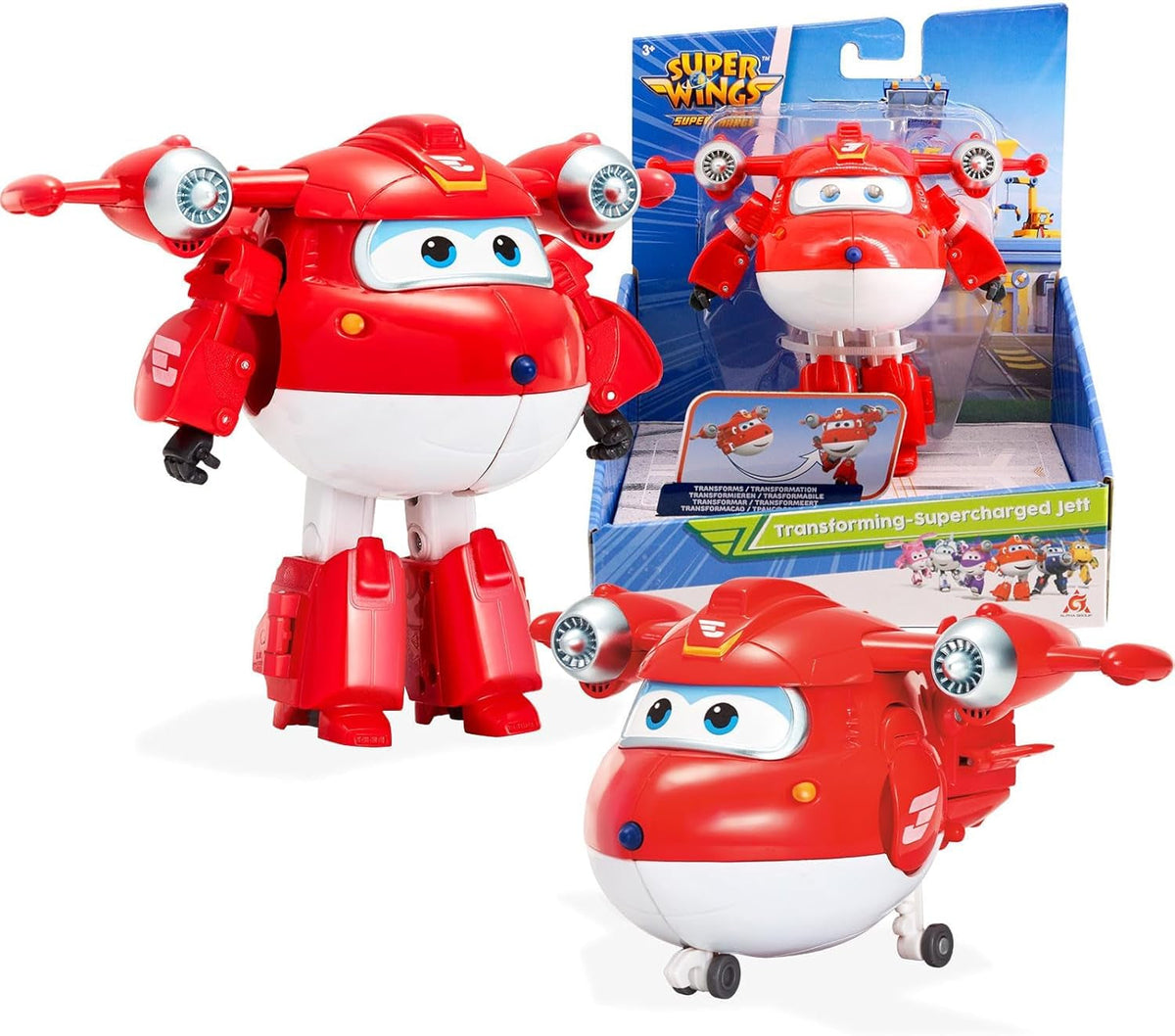 Auldey EU740283 figurine transformateur Super Wings JETT Supercharge 12 cm, figurines colorées Naty Shop Jett S4