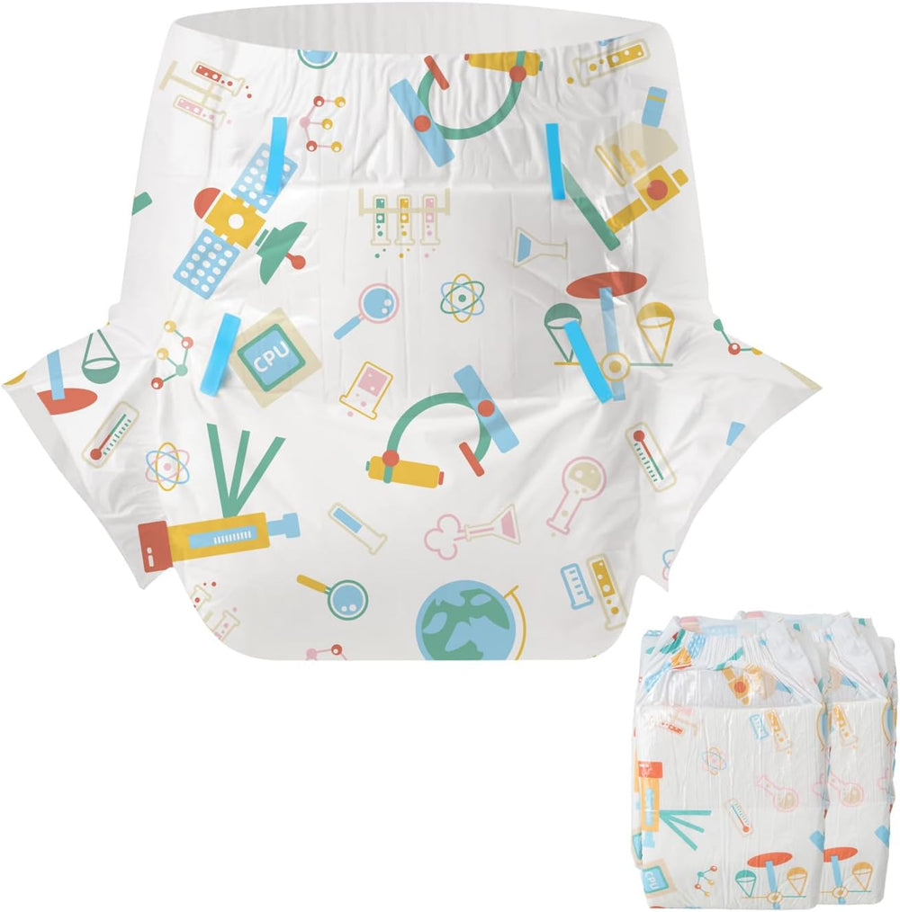 CutiePlusU Lot de 2 couches jetables pour incontinence avec rabats pour femmes et hommes, absorption maximale pendant la nuit – Petit Prince (moyen 71-96 cm)