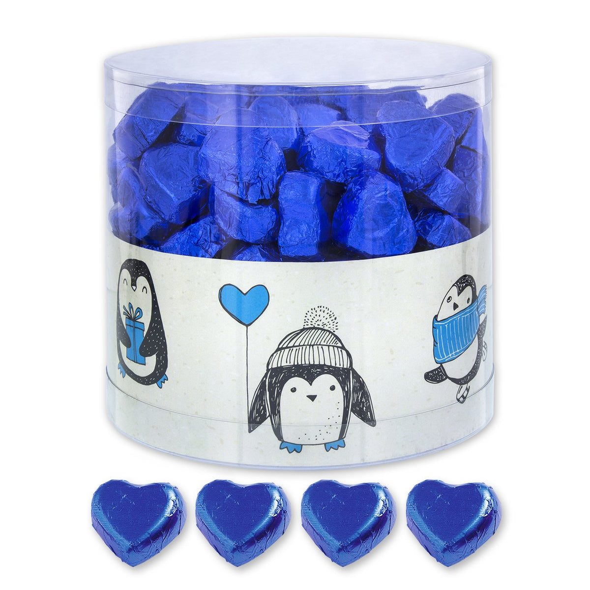 Günthart 150 cœurs en chocolat bleu fourrés au nougat | Pingouins à la crème de nougat | Coeurs de pingouin au chocolat bleu | Concours | Coeurs de chocolat bleu | Pingouin (1,2 kg)
