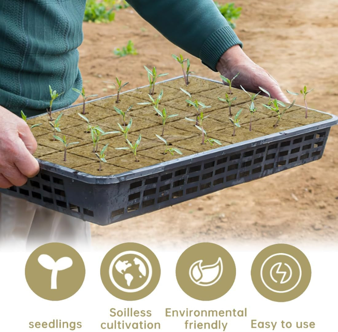 Cubes de semis en laine de roche 28 – Cubes de laine de roche 4 x 4 x 4 cm – Cubes de semis, cubes de laine de roche, systèmes de semis hydroponiques/plantes clonées/projets scolaires, culture de semis sans terre