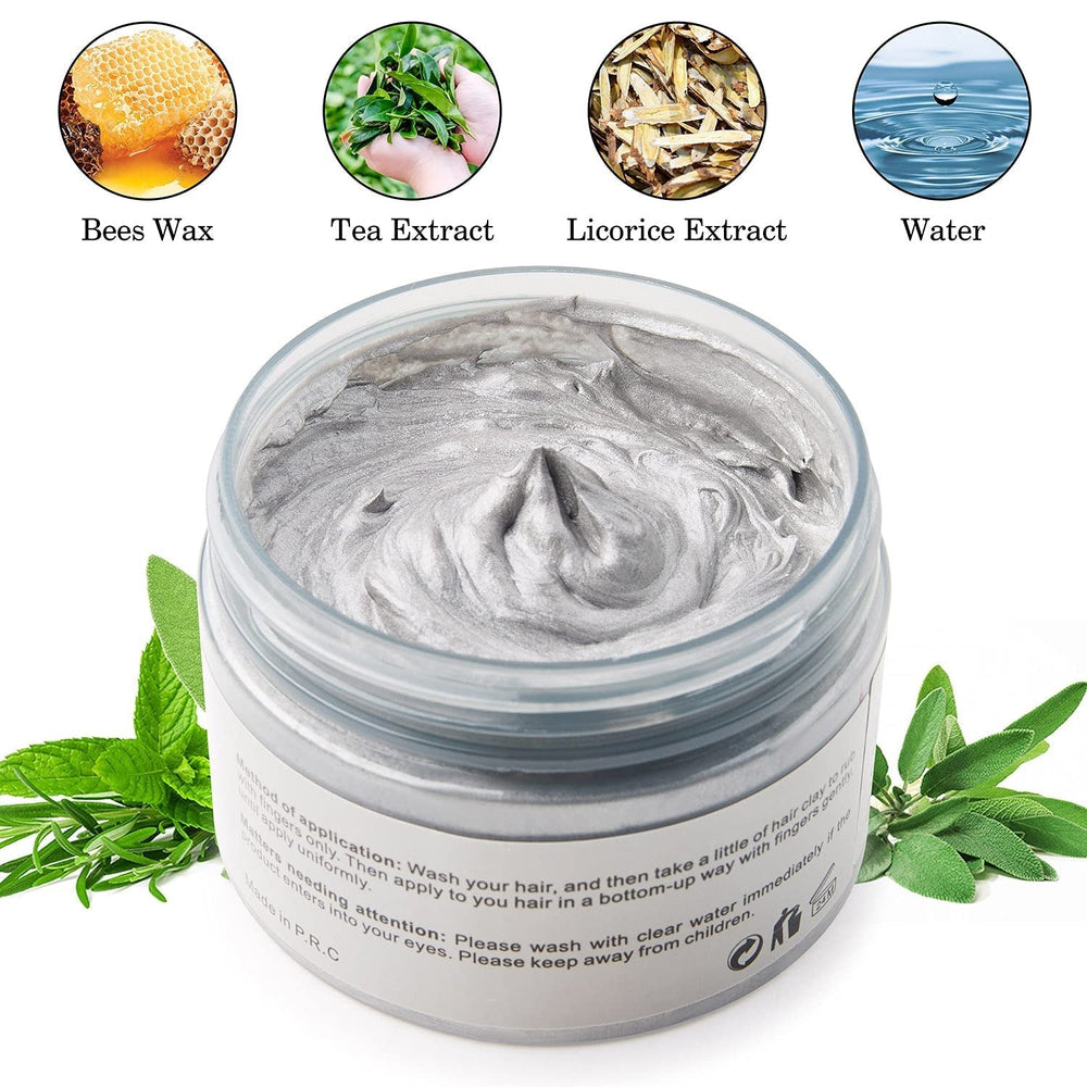 Coloration capillaire, teinture capillaire temporaire, teinture capillaire gris argenté 4,23 oz, teinture capillaire temporaire pour fête, cosplay et Halloween (gris argenté) Naty Shop Hair Dye